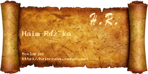 Haim Réka névjegykártya